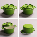 Зеленая эмаль чугунные кухонные принадлежности мини кастрюля / горшок